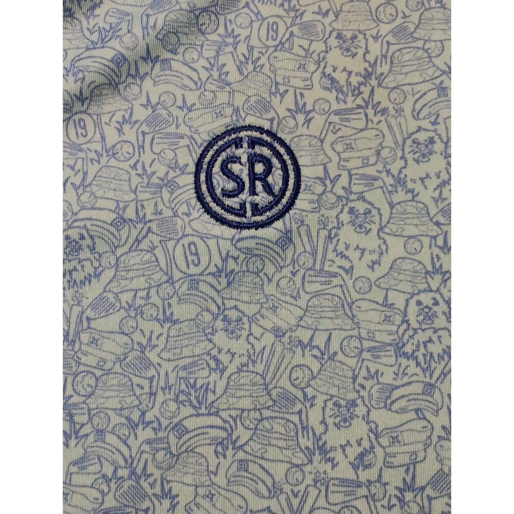 Peter Millar Summer Comfort Polo Shirt Mens XL Blue 19th Hole Golf Pattern - Picture 4 of 6